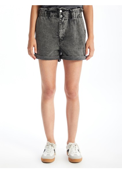 Yeni Sezon Kadın Beli Lastikli Düz Jean Şort fiyatları