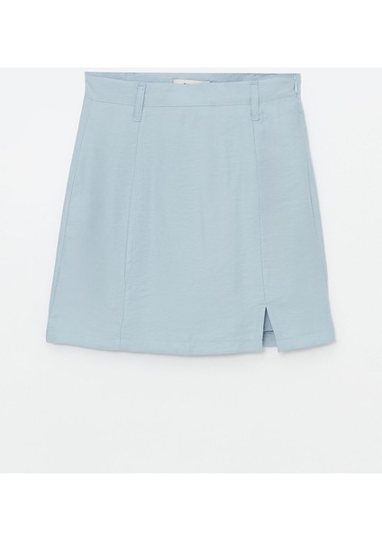 Yeni Sezon Beli Fermuarlı Düz Keten Görünümlü Kadın Etek indirimleri