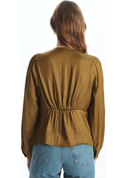 Yeni Sezon V Yaka Saten Kadın Bluz fırsatları