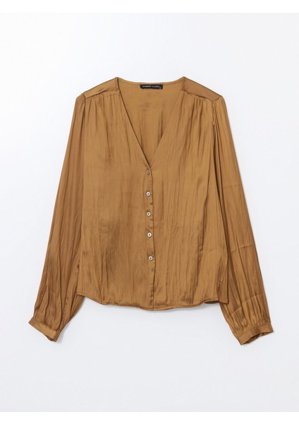 Yeni Sezon V Yaka Saten Kadın Bluz indirimleri