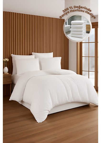 Premıum Beyaz Renk Pamuk Saten Çift Kişilik Nevresim Takımı Kutusuz