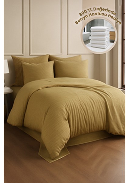 Premıum Haki Yeşil Renk Pamuk Saten Çift Kişilik Nevresim Takımı Kutusuz