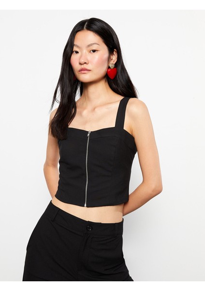 Yeni Sezon Kalp Yaka Düz Askılı Süet Crop Kadın Bluz fiyatları