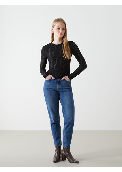 Yeni Sezon Bisiklet Yaka Dokulu Kadın Bluz fiyatları