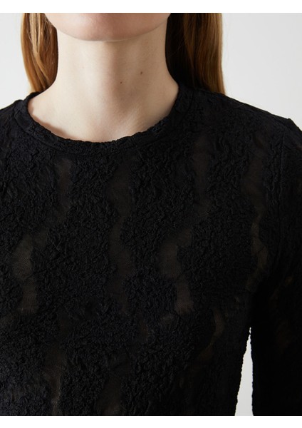 Yeni Sezon Bisiklet Yaka Dokulu Kadın Bluz modelleri