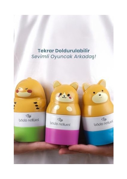 Bade Natural Güneş Koruyucu Losyon Aplikatörü Kedi Figürlü Doldurulabilir Roll On 110 ml