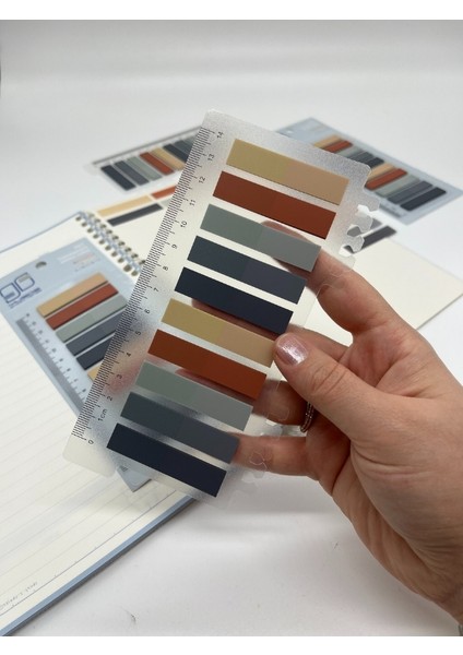 10 Renkli Cetvelli Gri ve Toprak Tonları Indeks Sticker/index/post-It/postit/kitap Ayracı/not Kağıdı fiyatları