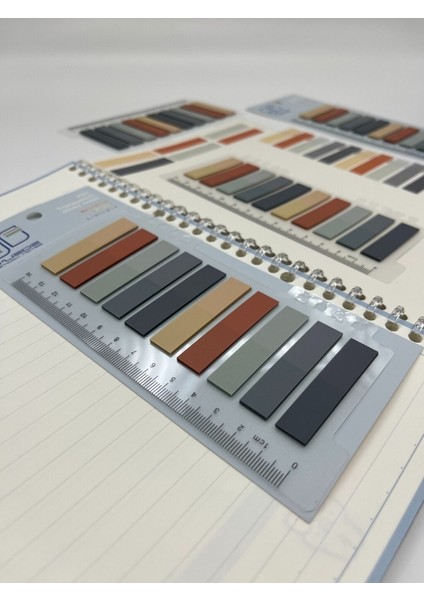 10 Renkli Cetvelli Gri ve Toprak Tonları Indeks Sticker/index/post-It/postit/kitap Ayracı/not Kağıdı modelleri