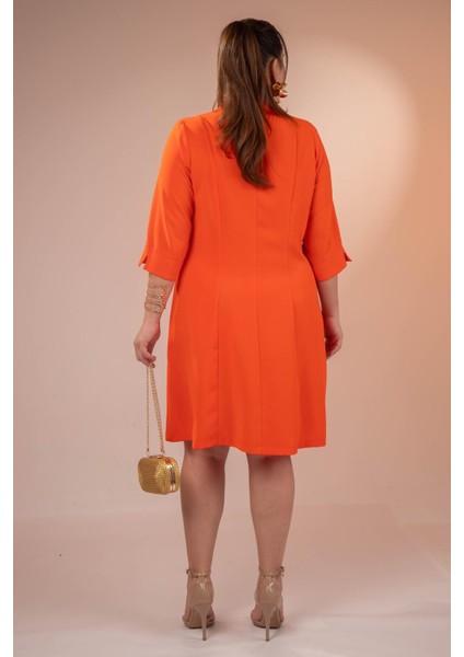 Kadın 33371 Önü Düğmeli Gömlek Turuncu Elbise indirimleri