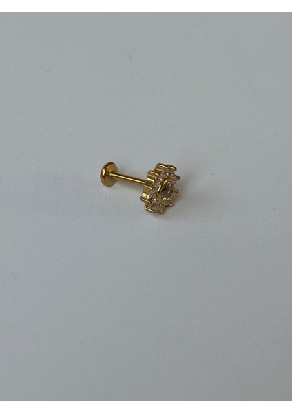 Güneş Şekilli ve Taşlı Gold Piercing