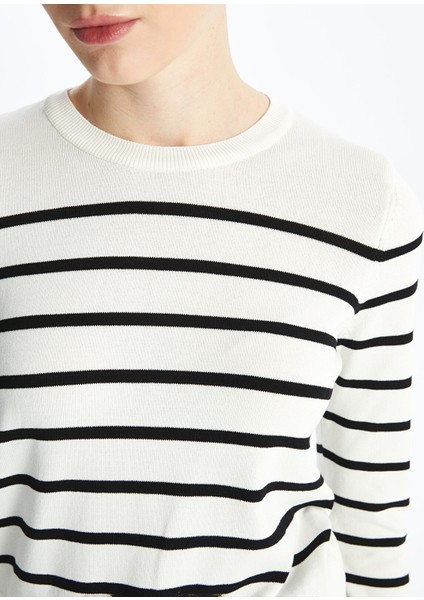 Yeni Sezon Bisiklet Yaka Çizgili Uzun Kollu Kadın Triko Kazak fırsatları