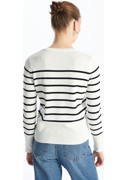 Yeni Sezon Bisiklet Yaka Çizgili Uzun Kollu Kadın Triko Kazak indirimleri