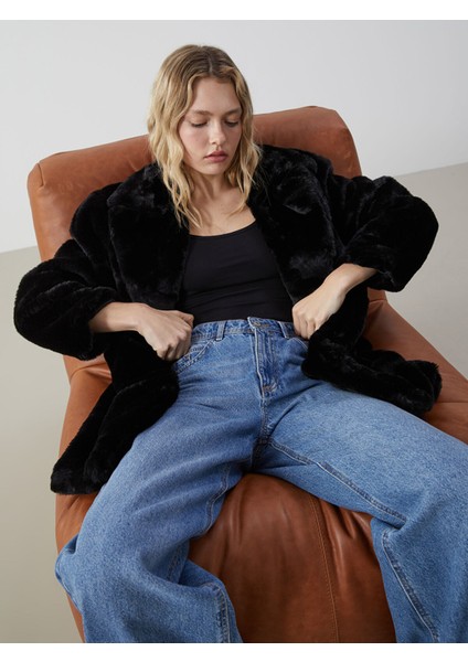 Yeni Sezon Ceket Yaka Kadın Kürk Kaban