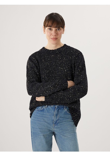 Yeni Sezon Bisiklet Yaka Desenli Kadın Triko Kazak