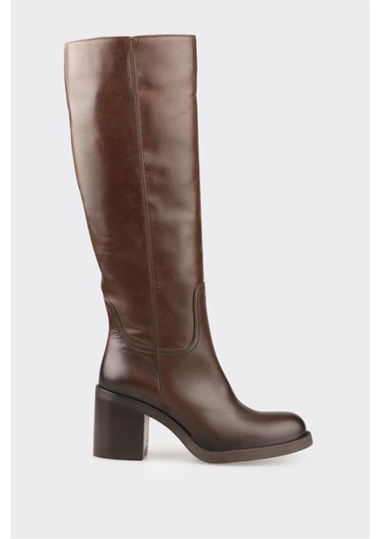 Kahve Deri Kadın Çizme