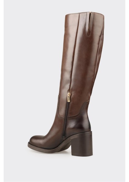 Kahve Deri Kadın Çizme modelleri