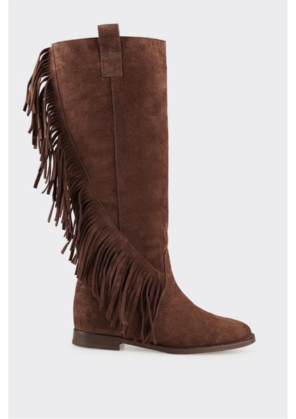 Kahve Deri Kadın Çizme