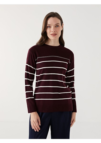 Yeni Sezon Bisiklet Yaka Çizgili Kadın Triko Kazak