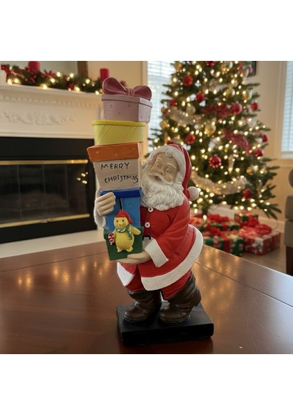 Noel Baba Dekoru – Merry Christmas Hediye Kutu Süs Obje Yılbaşı Masaüstü Biblo