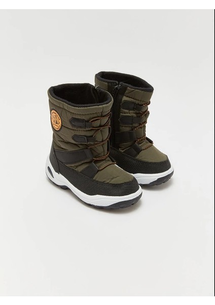 Lcw Steps Haki Bağcık ve Fermuarlı Erkek Bebek Kar Botu