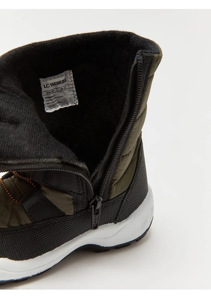 Lcw Steps Haki Bağcık ve Fermuarlı Erkek Bebek Kar Botu