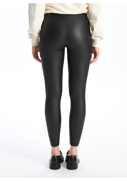 Yeni Sezon Beli Lastikli Deri Görünümlü Kadın Tayt fırsatları