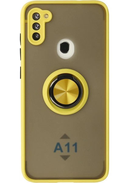 A11 Kılıf Montreal Yüzüklü Silikon Kapak - Sarı
