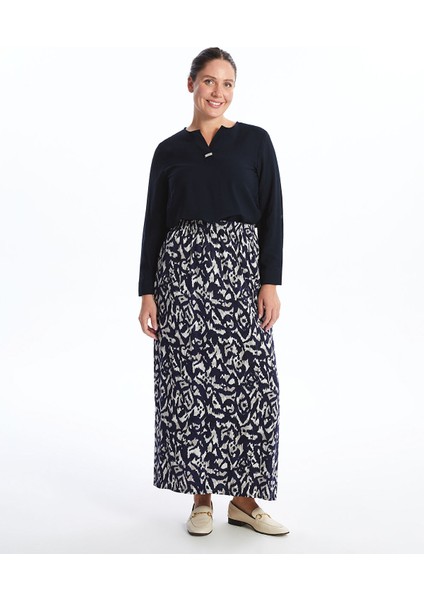 Yeni Sezon Beli Lastikli Desenli Kadın Etek