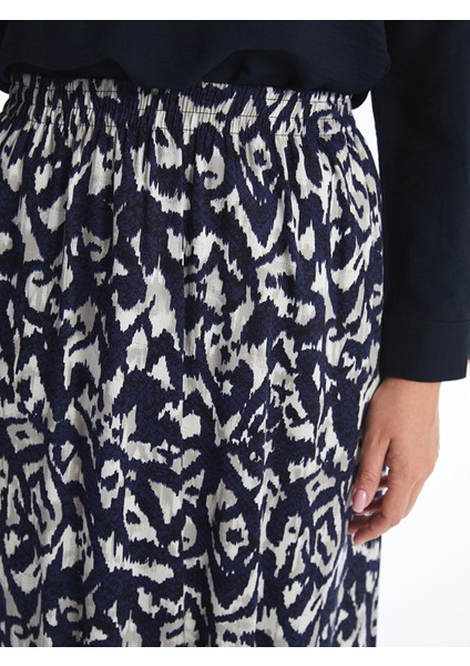 Yeni Sezon Beli Lastikli Desenli Kadın Etek modelleri