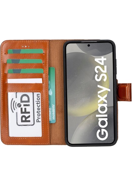 Samsung Galaxy S24 Uyumlu, Deri Cüzdanlı Kılıf, Efektli Taba fırsatları