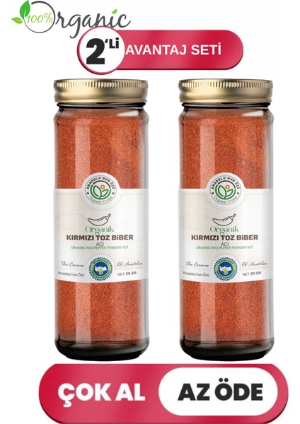 Organik Kırmızı Toz Biber Acı 2'li Avantaj Seti