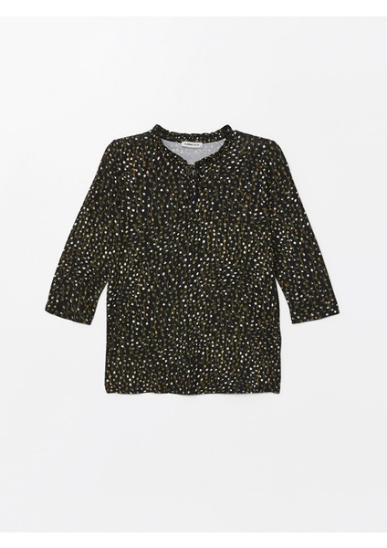 Yeni Sezon Bağlamalı Yaka Desenli Kadın Bluz indirimleri