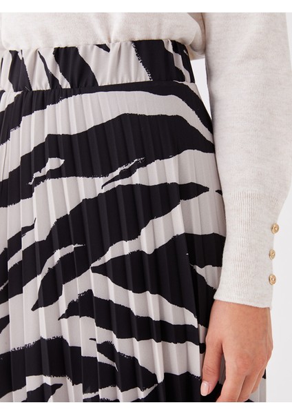 Yeni Sezon Beli Lastikli Desenli Kadın Şifon Etek indirimleri