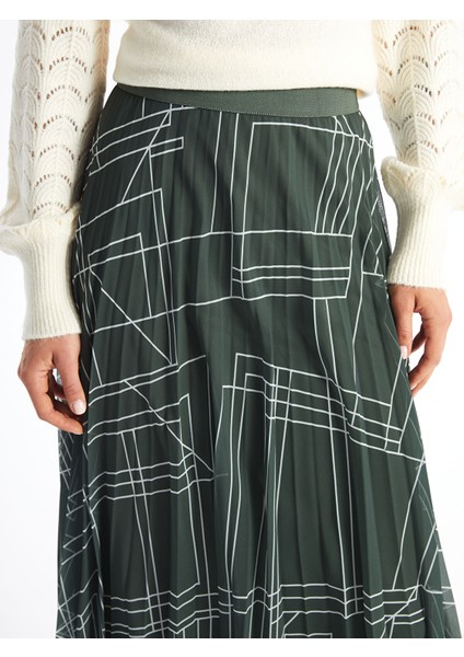 Yeni Sezon Beli Lastikli Desenli Pileli Kadın Etek modelleri