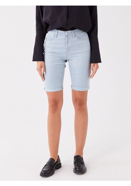 Yeni Sezon Normal Bel Bermuda Fit Kadın Jean Şort fırsatları