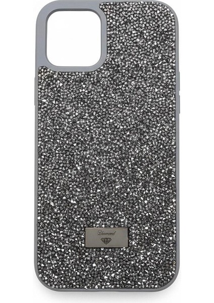 iphone 12 Uyumlu Gri Taşlı Kapak