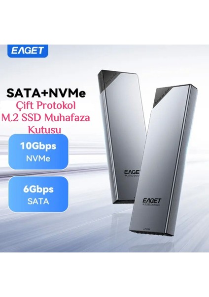 SE630D M2 Nvme+Sata Muhafaza Kutusu Çift Protokol Ce Lisanslı 2280/2260/2242/2230/ 10Gbps 3.2 Yüksek Hızlı Son Nesil Teknoloji Metal Sağlam Orjinal Şık Tasarım