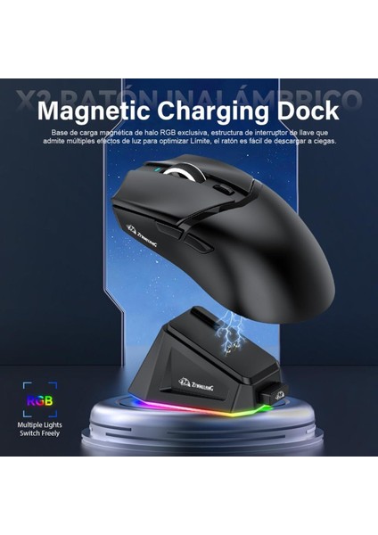 Kablosuz (3 Modlu) 24.000DPI Oyuncu Mouse PAW3311 Sensör Şarj Istasyonlu Grip Tape ve Skatez Hediye fırsatları