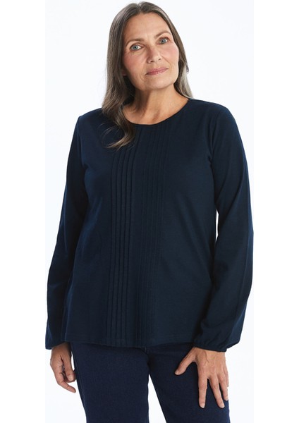 Yeni Sezon Bisiklet Yaka Dokulu Kadın Bluz