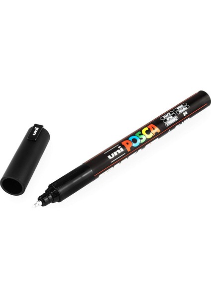 Posca Uni Pc-1mr Renkli Boya Marker Kalemler Ultra Ince 0,7 mm (1 Adet Siyah+1 Adet Beyaz)