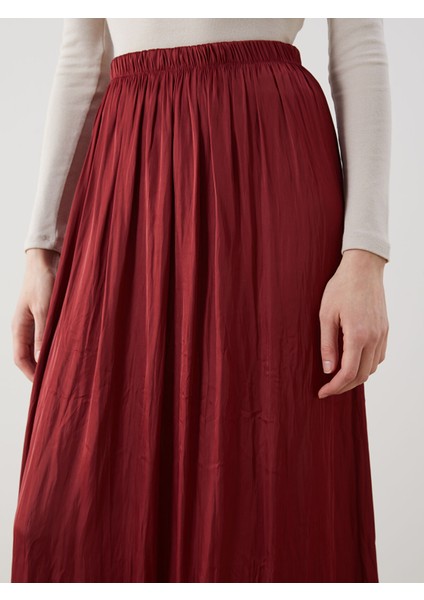 Yeni Sezon Beli Lastikli Saten Kadın Etek modelleri