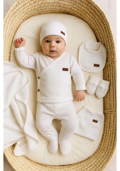 Kız Erkek Bebek Organik %100 Pamuk 7li Yenidoğan Hastane Çıkış Seti (Battaniye Dahil)