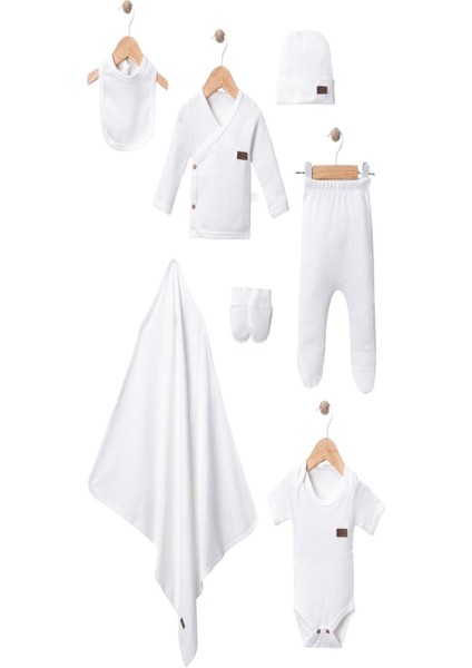 Kız Erkek Bebek Organik %100 Pamuk 7li Yenidoğan Hastane Çıkış Seti (Battaniye Dahil) fırsatları