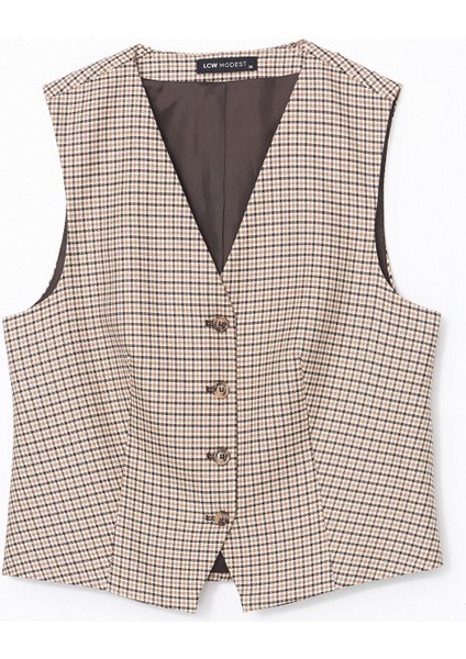 Yeni Sezon V Yaka Ekose Kadın Klasik Yelek indirimleri