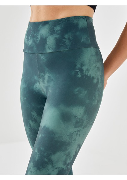 Yeni Sezon Beli Lastikli Batik Desenli Kadın Spor Tayt modelleri