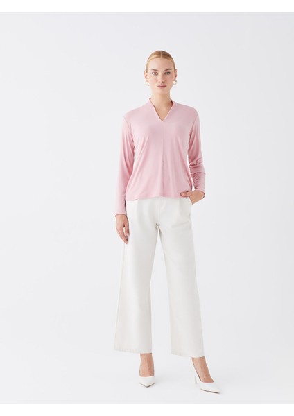 Yeni Sezon V Yaka Düz Uzun Kollu Kadın Bluz fiyatları