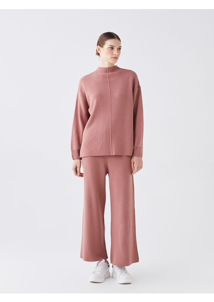 Yeni Sezon Kadın Beli Lastikli Dar Fit Düz Triko Pantolon