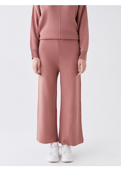 Yeni Sezon Kadın Beli Lastikli Dar Fit Düz Triko Pantolon fırsatları