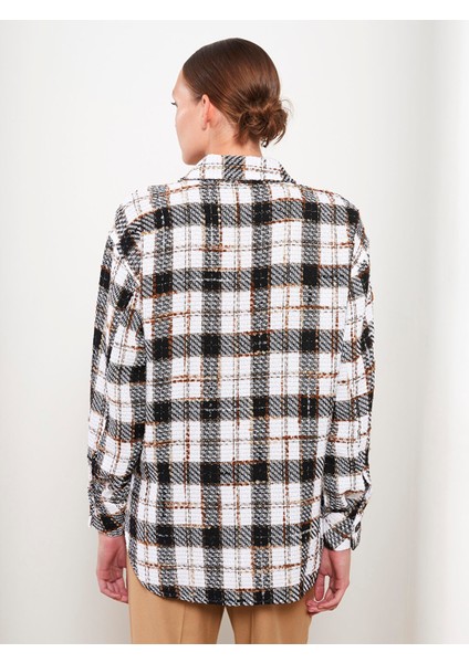 Yeni Sezon Önden Düğme Kapamalı Ekose Uzun Kollu Kadın Tüvit Gömlek Ceket indirimleri