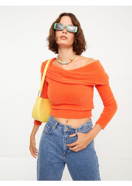 Yeni Sezon Kayık Yaka Düz Uzun Kollu Kadın Triko Kazak fiyatları